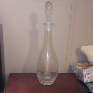 Etched Decanter, Vintage Bar Bottle with Stopper
